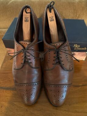 Allen Edmonds Strand Cap-Toe Brown Leather Brogue Wingtip Dress Oxfords Shoes 14
